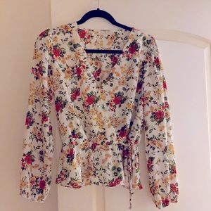 Nine britton flower print faux wrap blouse